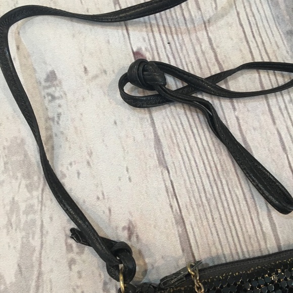 WHITING & DAVIS Black Metallic Mesh Pouch Purse - Picture 8 of 8